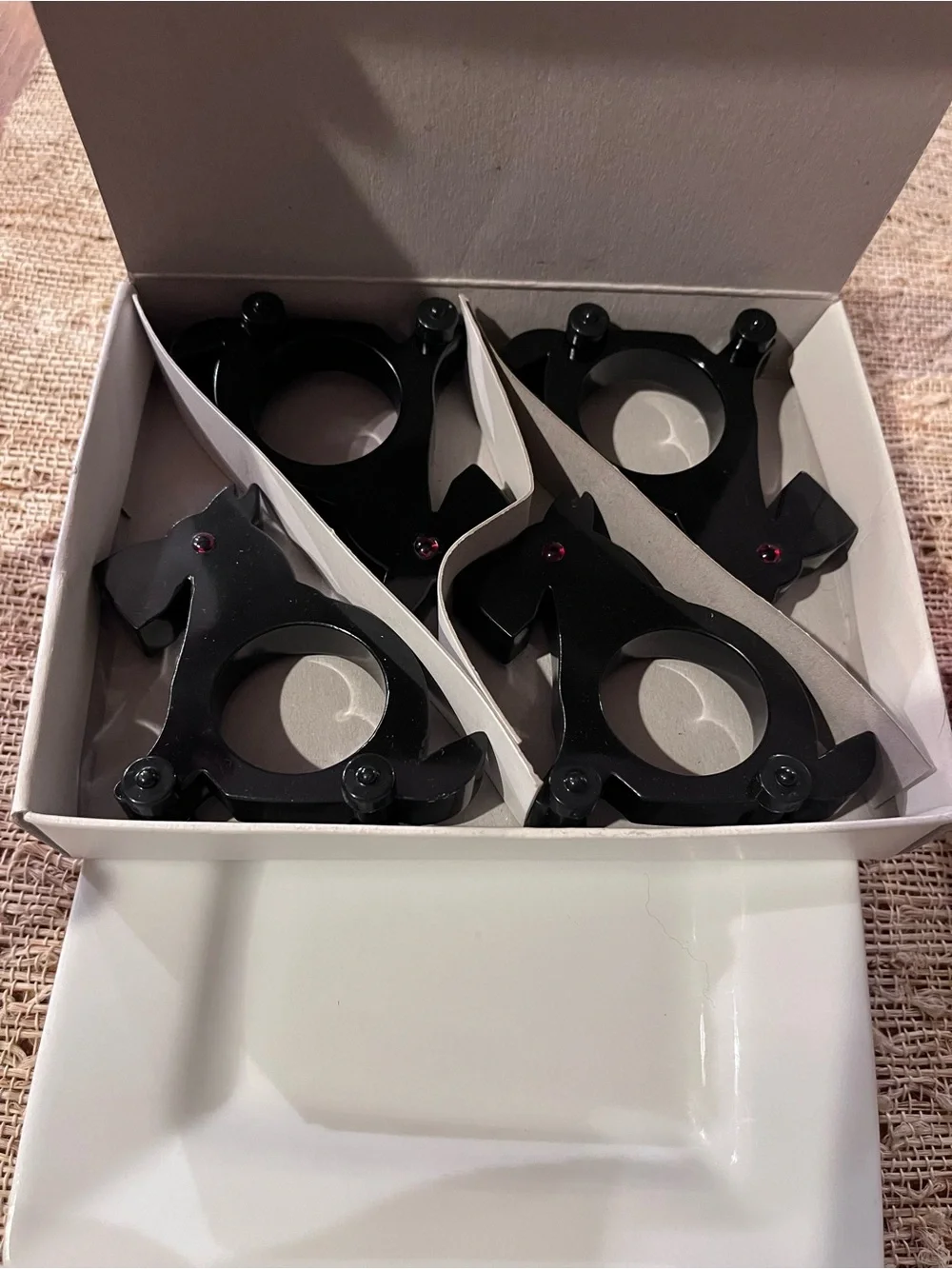 Set of 4 Scottie Dog Napkin Rings on Wheels Restoration Hardware NEW in Box